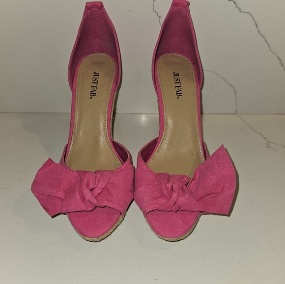 JustFab Pink rope wedge - Picture 3 of 3